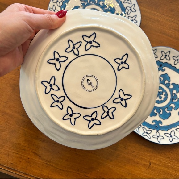 Anthropologie Rare Gloriosa Dark Blue Salad Plates Set of 3 - Picture 2 of 3